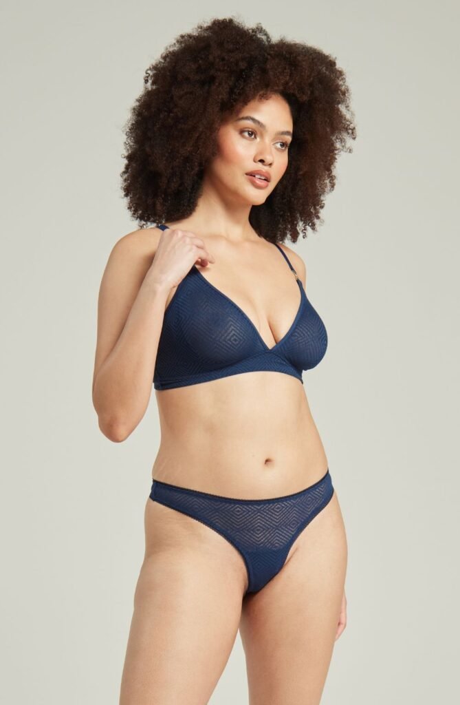 Nudea Sheer Deco Barely There Thong – Navy