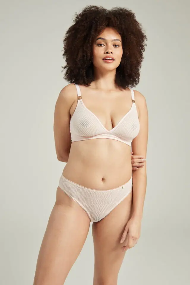 Nudea Sheer Deco High Leg Brief – Blush Pink