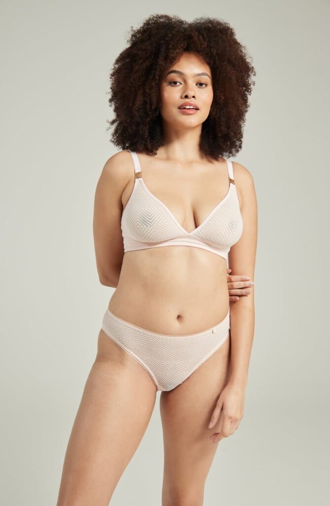 Nudea Sheer Deco High Leg Brief – Blush Pink