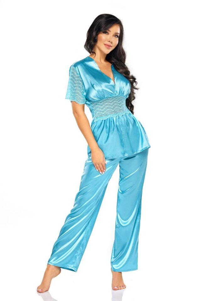 Beauty Night Missy Satin Pyjama Set – Turquoise