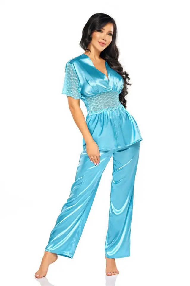 Beauty Night Missy Satin Pyjama Set – Turquoise