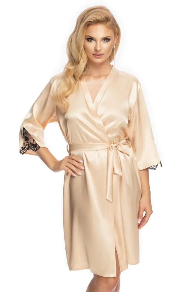 Irall Mallory Satin Dressing Gown – Champagne
