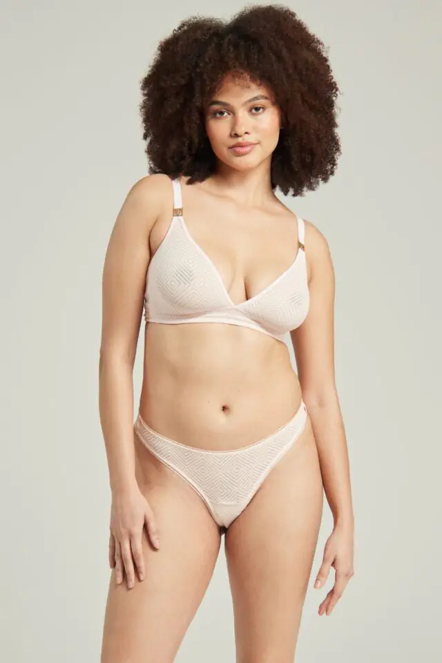 Nudea Sheer Deco Barely There Thong – Blush Pink