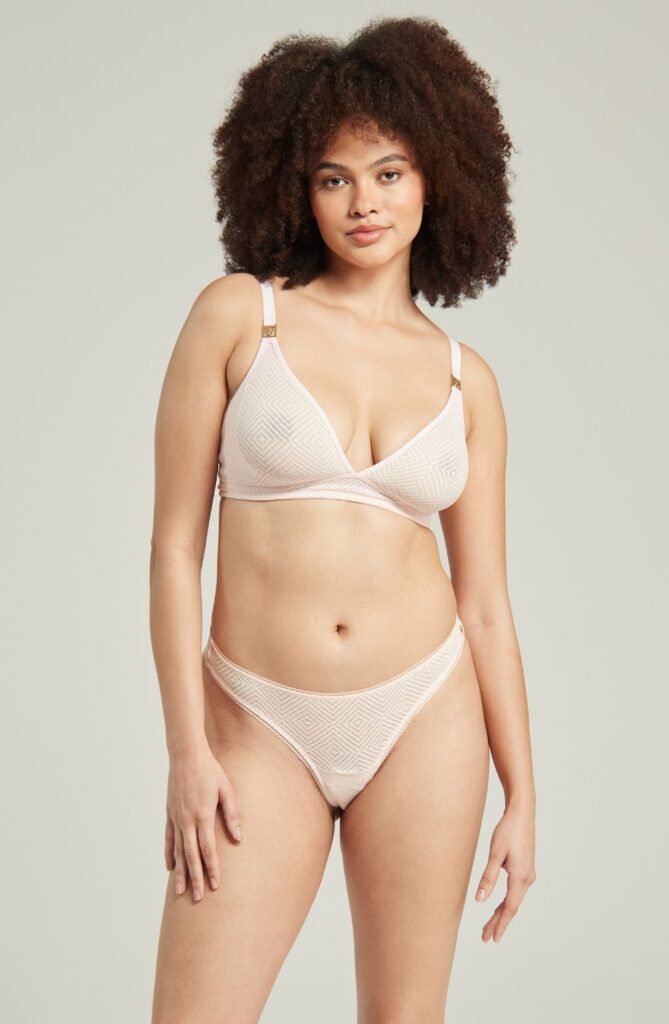 Nudea Sheer Deco Barely There Thong – Blush Pink