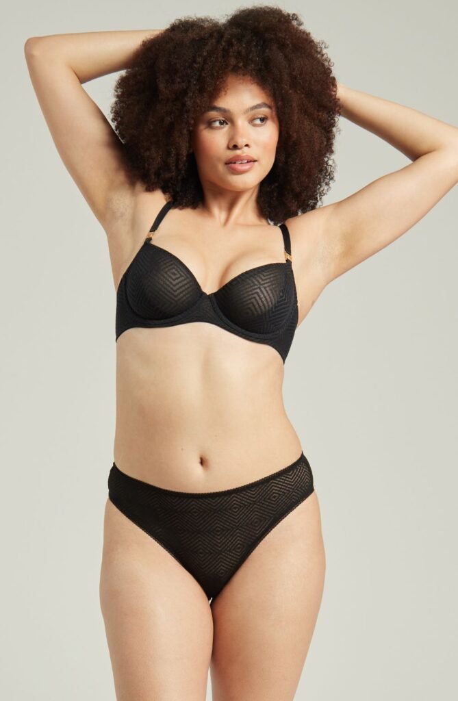 Nudea Sheer Deco High-Leg Brief – Black