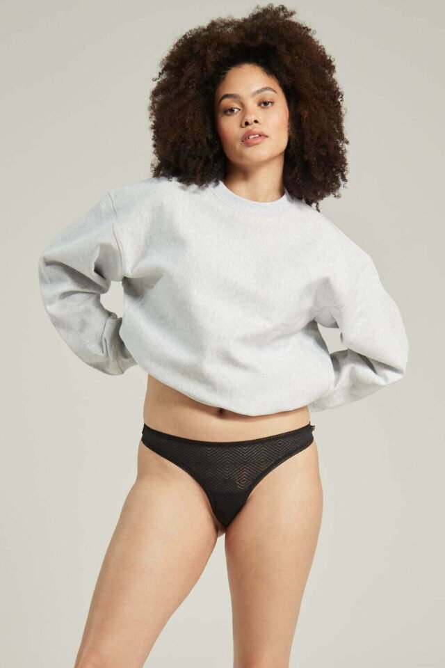 Nudea Sheer Deco Barely There Thong – Black