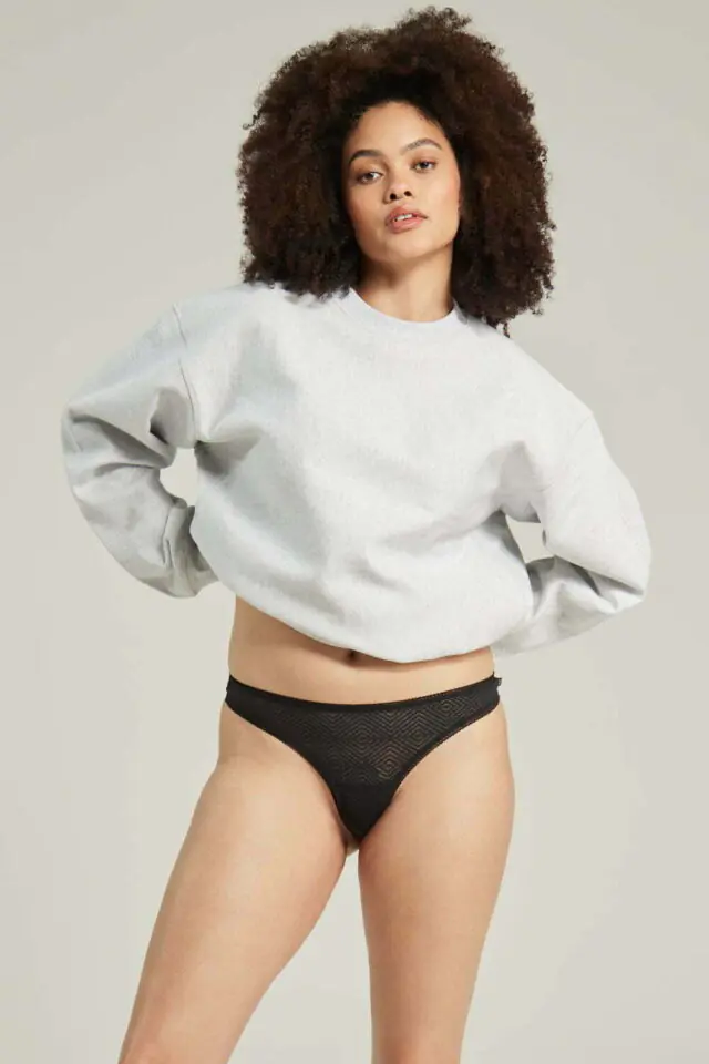 Nudea Sheer Deco Barely There Thong – Black